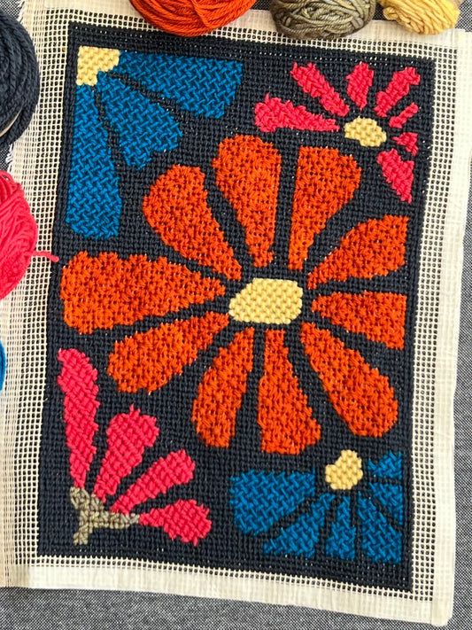 Cañamazo dibujado diseño floral | Byron - detalle