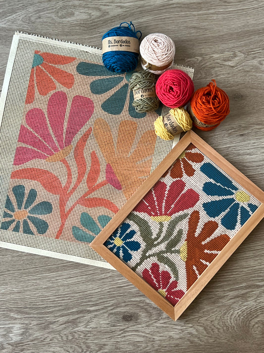 Cañamazo dibujado diseño floral | Bangalow - detalle