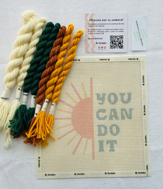 Kit de bordado sobre cañamazo | You can do it! - Ms. Bordados