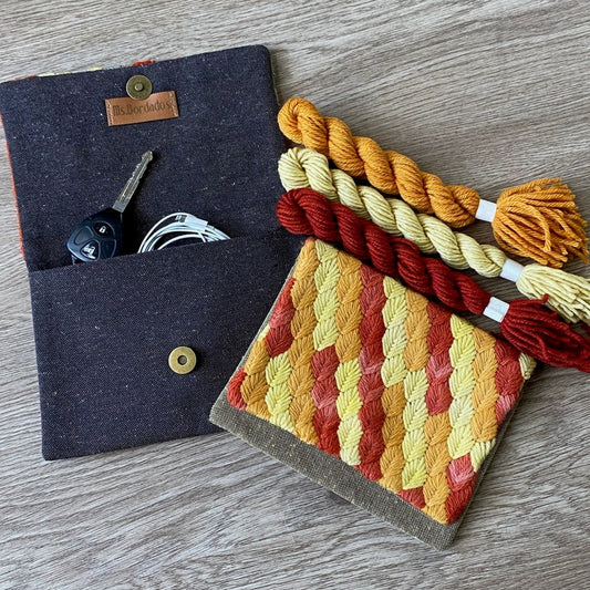 Canvas embroidery kit - Leaves Bag - detalle