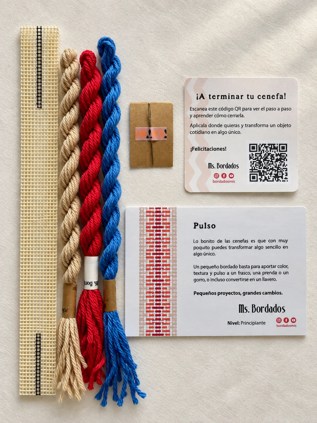 Kit de bordado sobre cañamazo - Franja Pulso Náutico