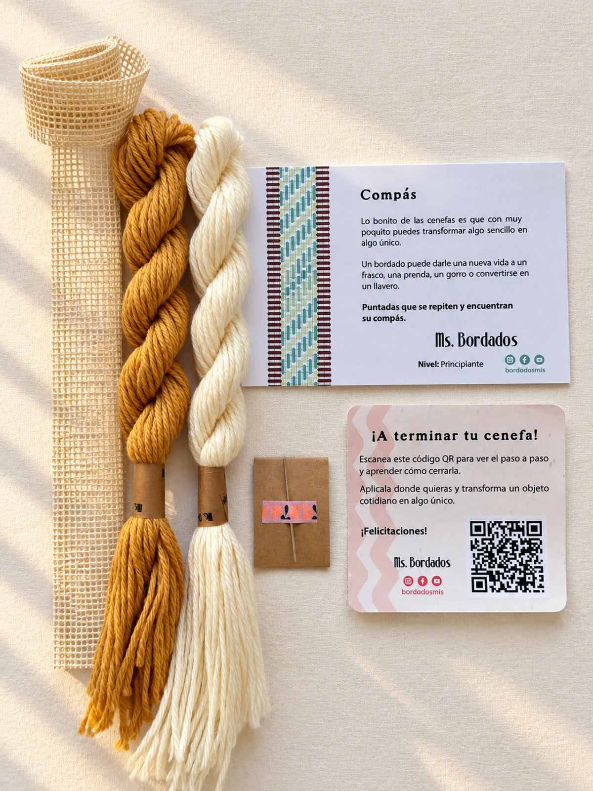 Kit de bordado sobre cañamazo - Franja Compás Sol