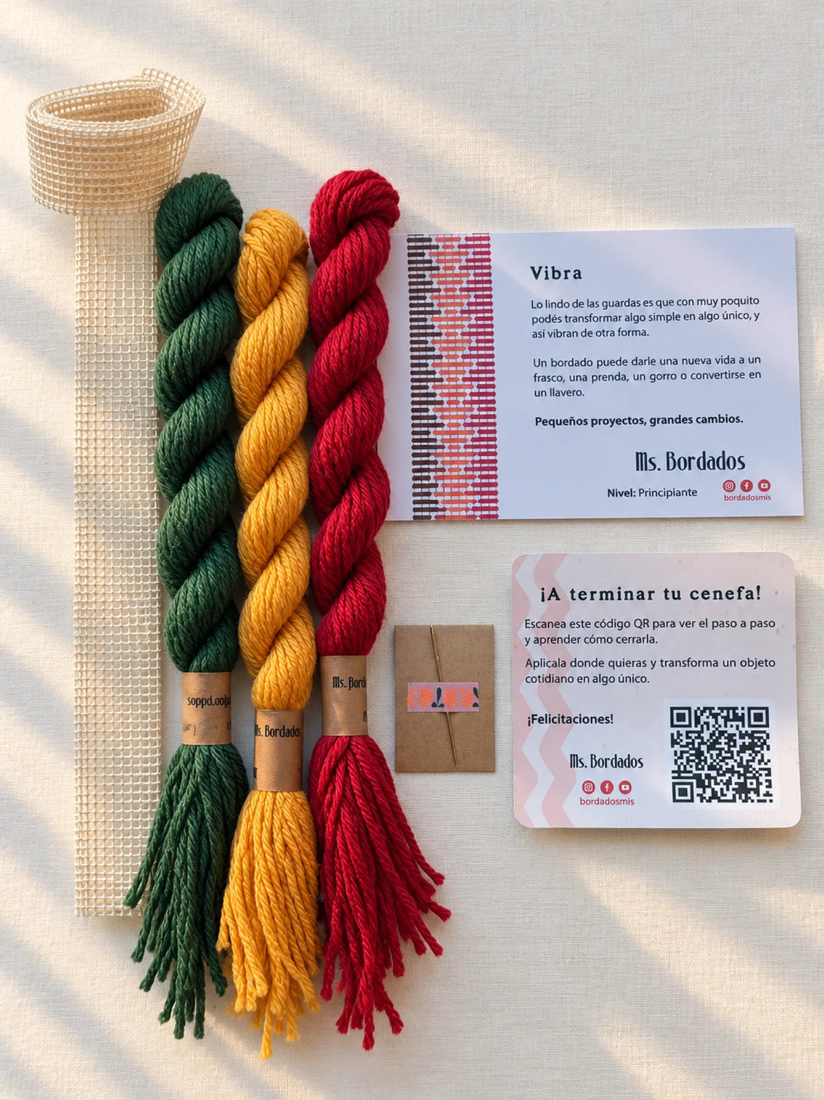 Kit de bordado sobre cañamazo - Franja Vibra Kilim