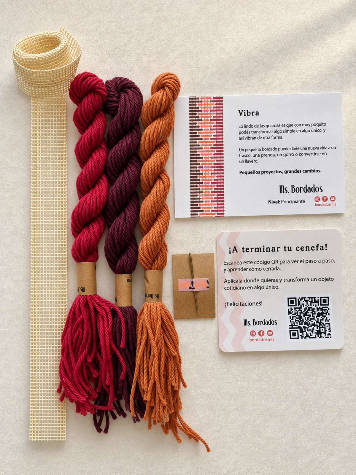 Kit de bordado sobre cañamazo - Franja Vibra Granada