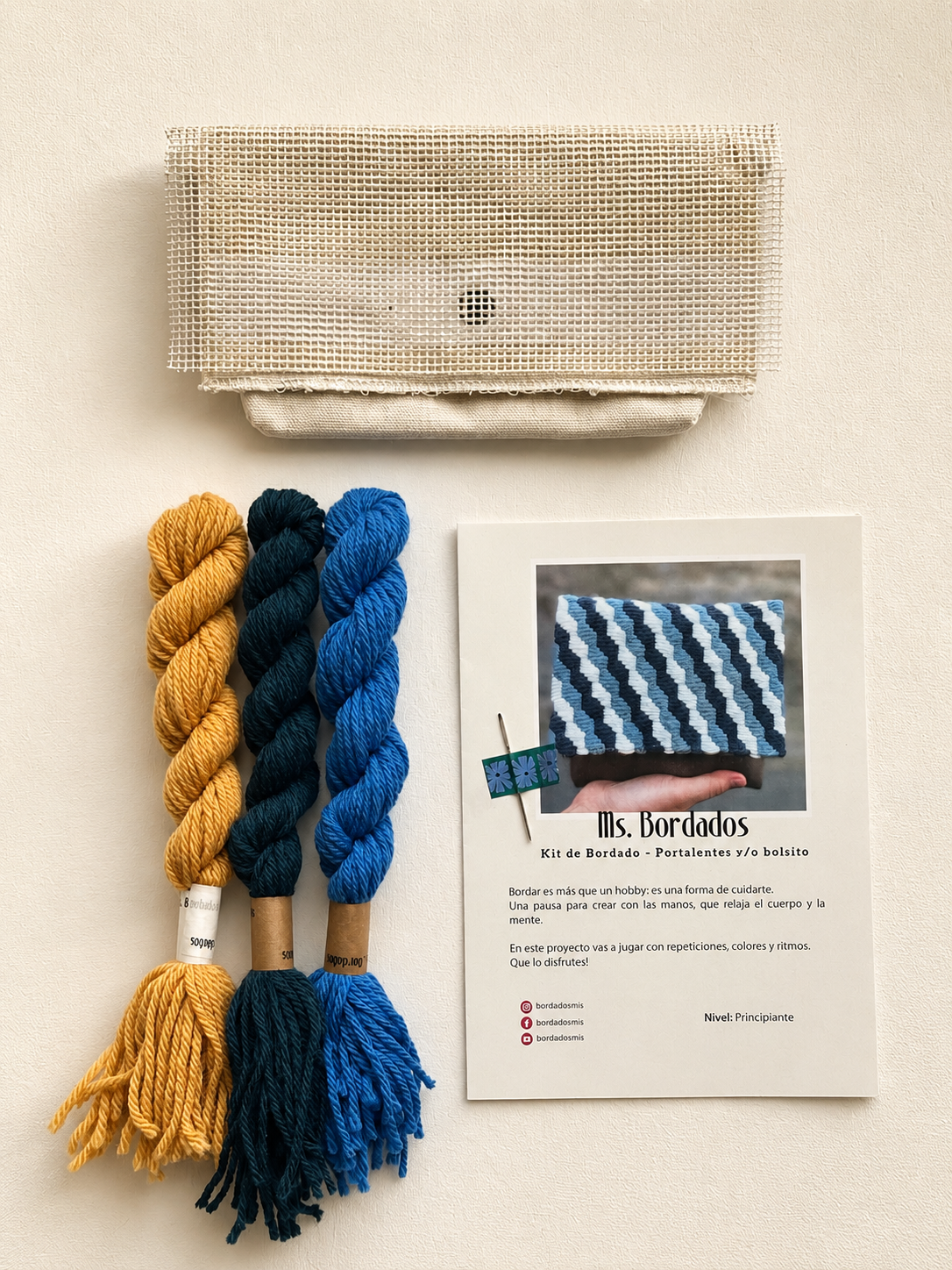 Kit de bordado en cañamazo - Portalentes Pez Boca - Ms. Bordados