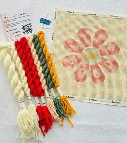 Kit de bordado sobre cañamazo | Life is Good - Ms. Bordados