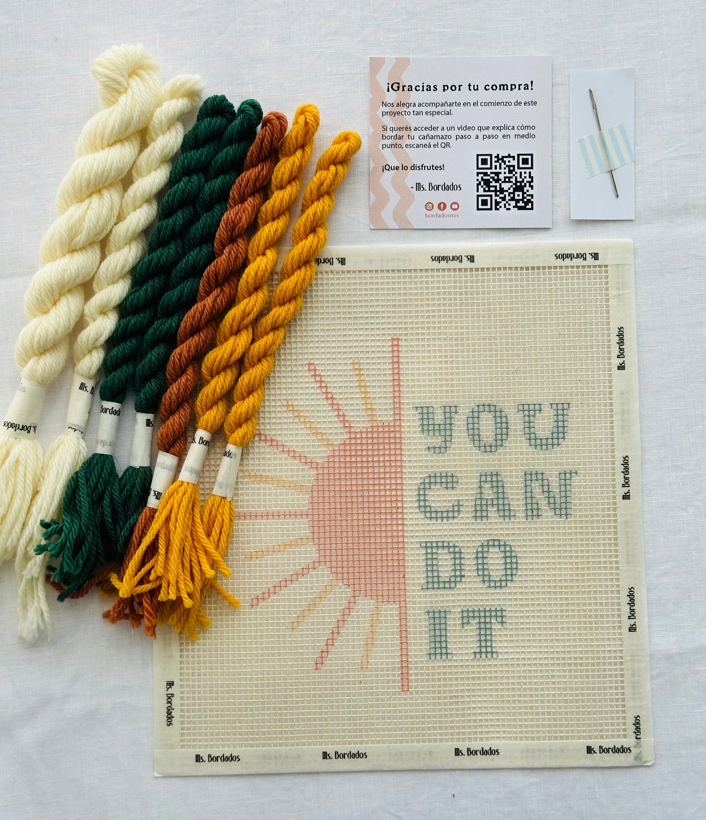 Kit de bordado sobre cañamazo | You can do it! - Ms. Bordados