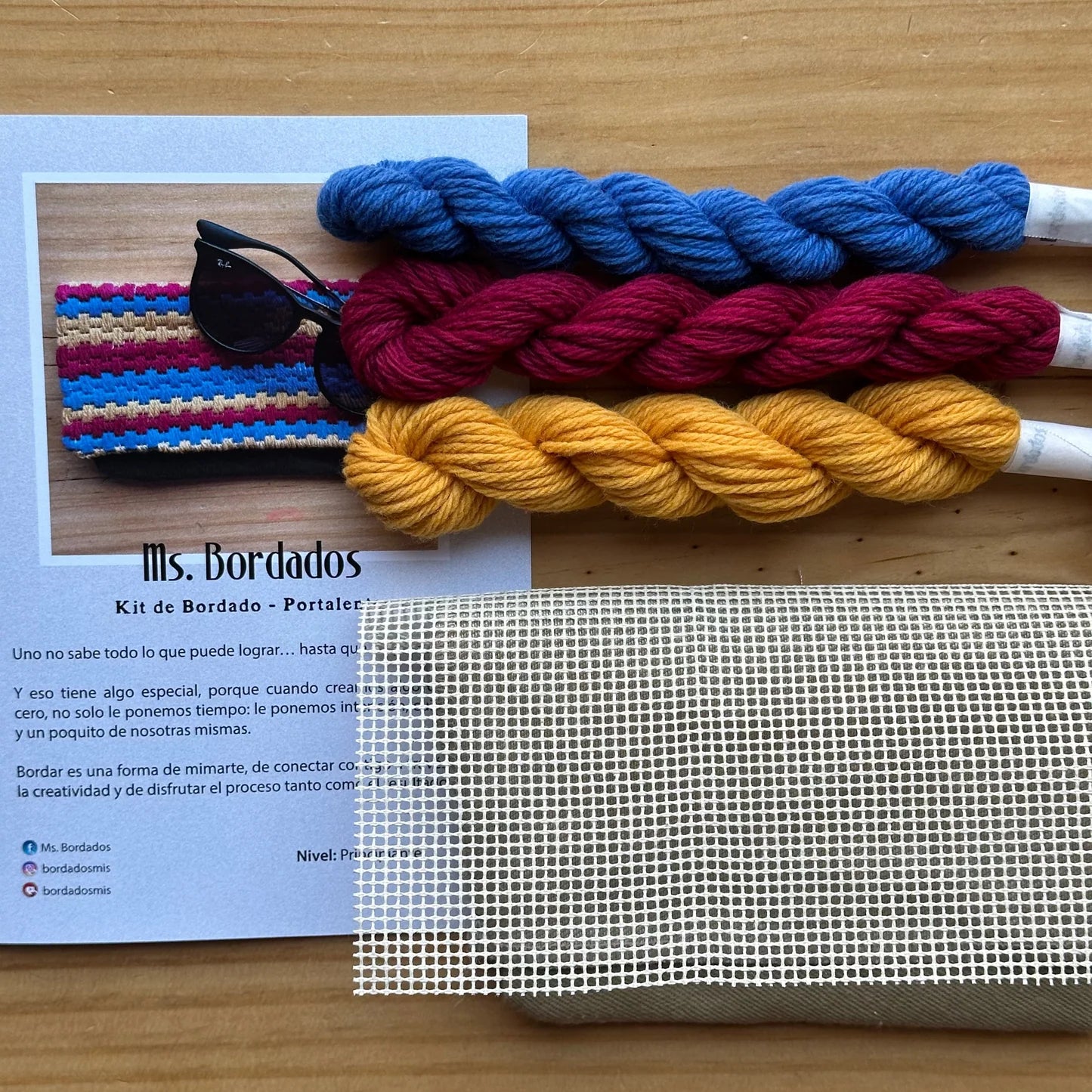Canvas embroidery kit - Barcelona Sunglasses Case - detalle