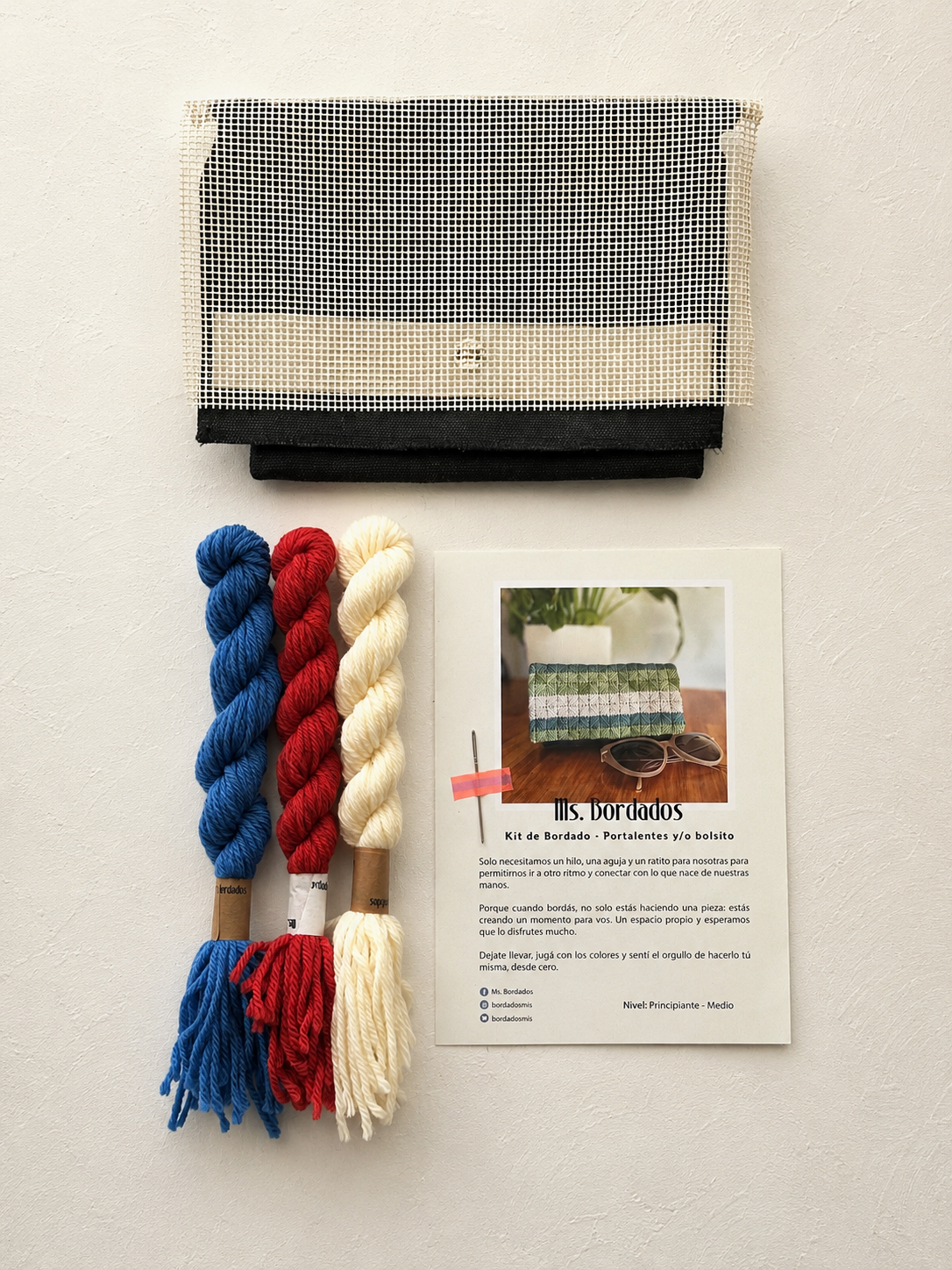Kit de bordado en cañamazo - Bolsito Cleo Nacional - Ms. Bordados