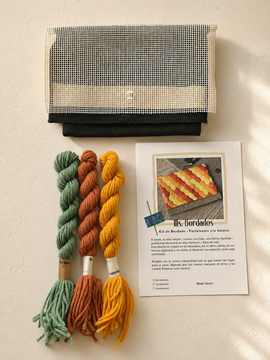 Canvas embroidery kit - Leaves Otoño Bag