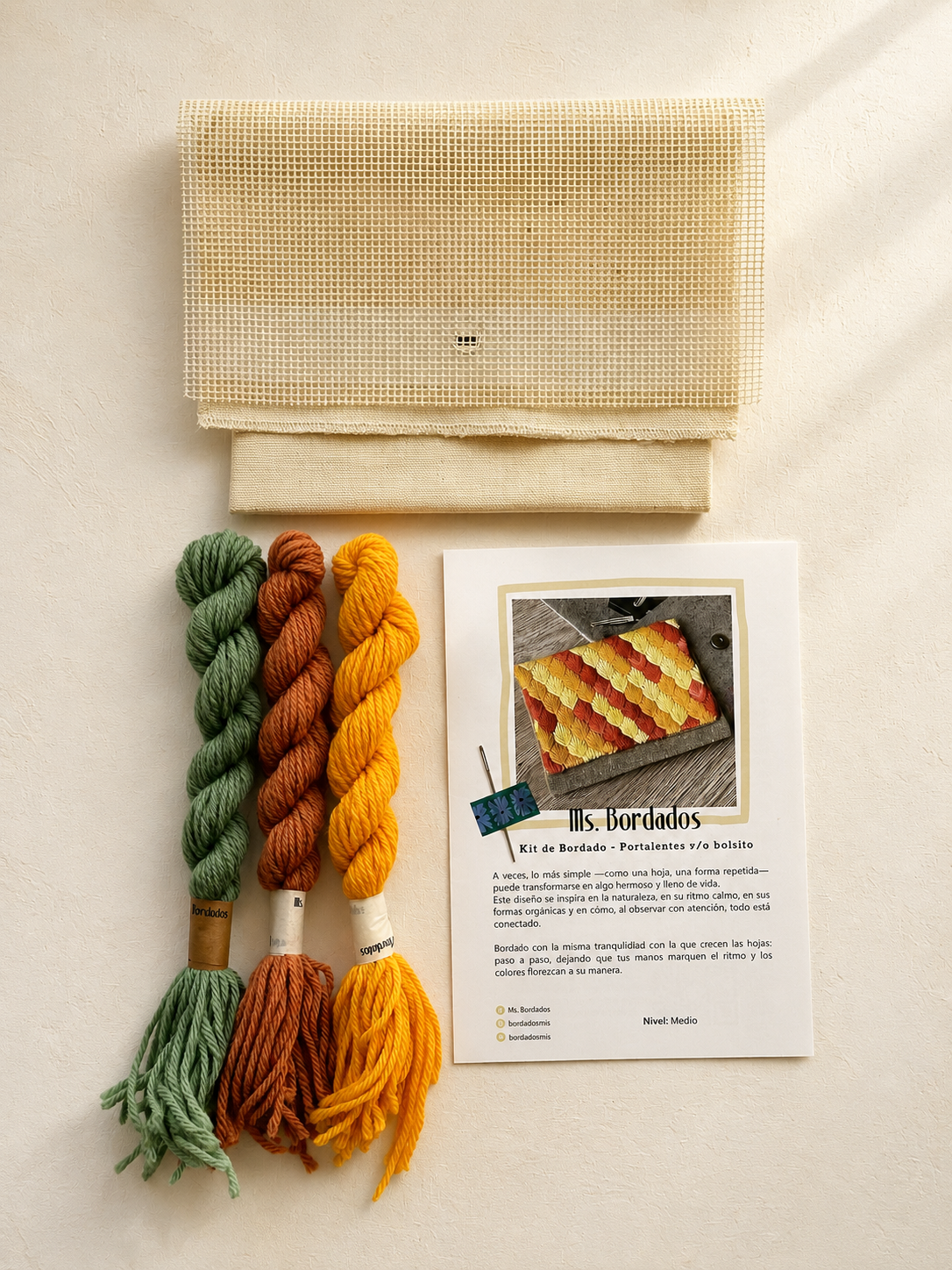 Canvas embroidery kit - Leaves Otoño Bag