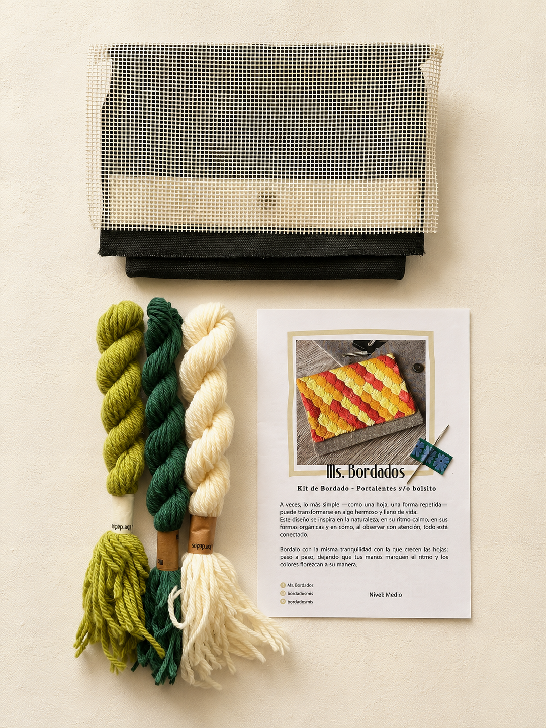 Canvas embroidery kit - Leaves Selva Bag