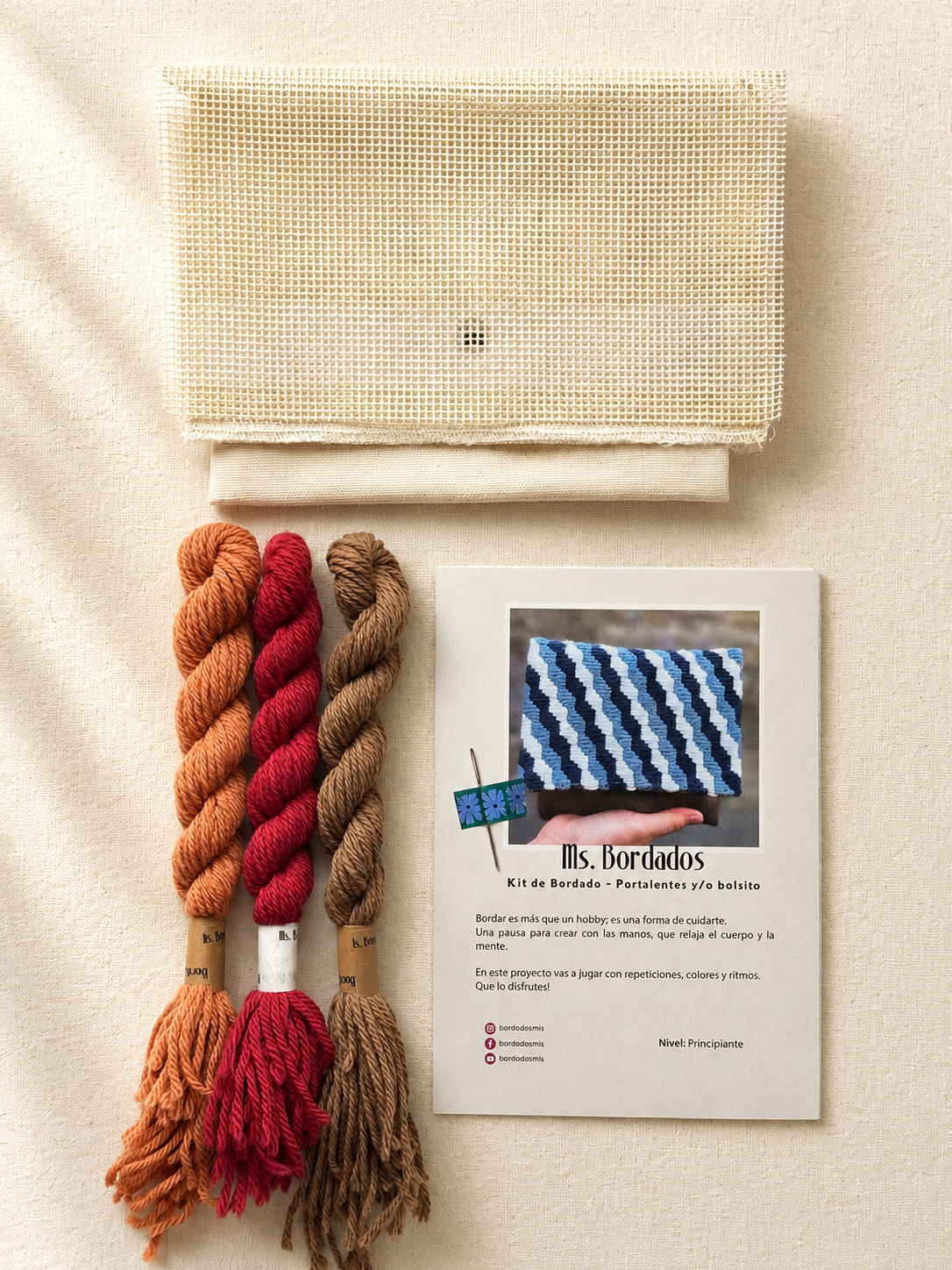 Kit de bordado en cañamazo - Bolsito Pez Tierra - Ms. Bordados