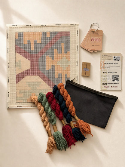 Kit de bordado sobre cañamazo - Sierra Patio