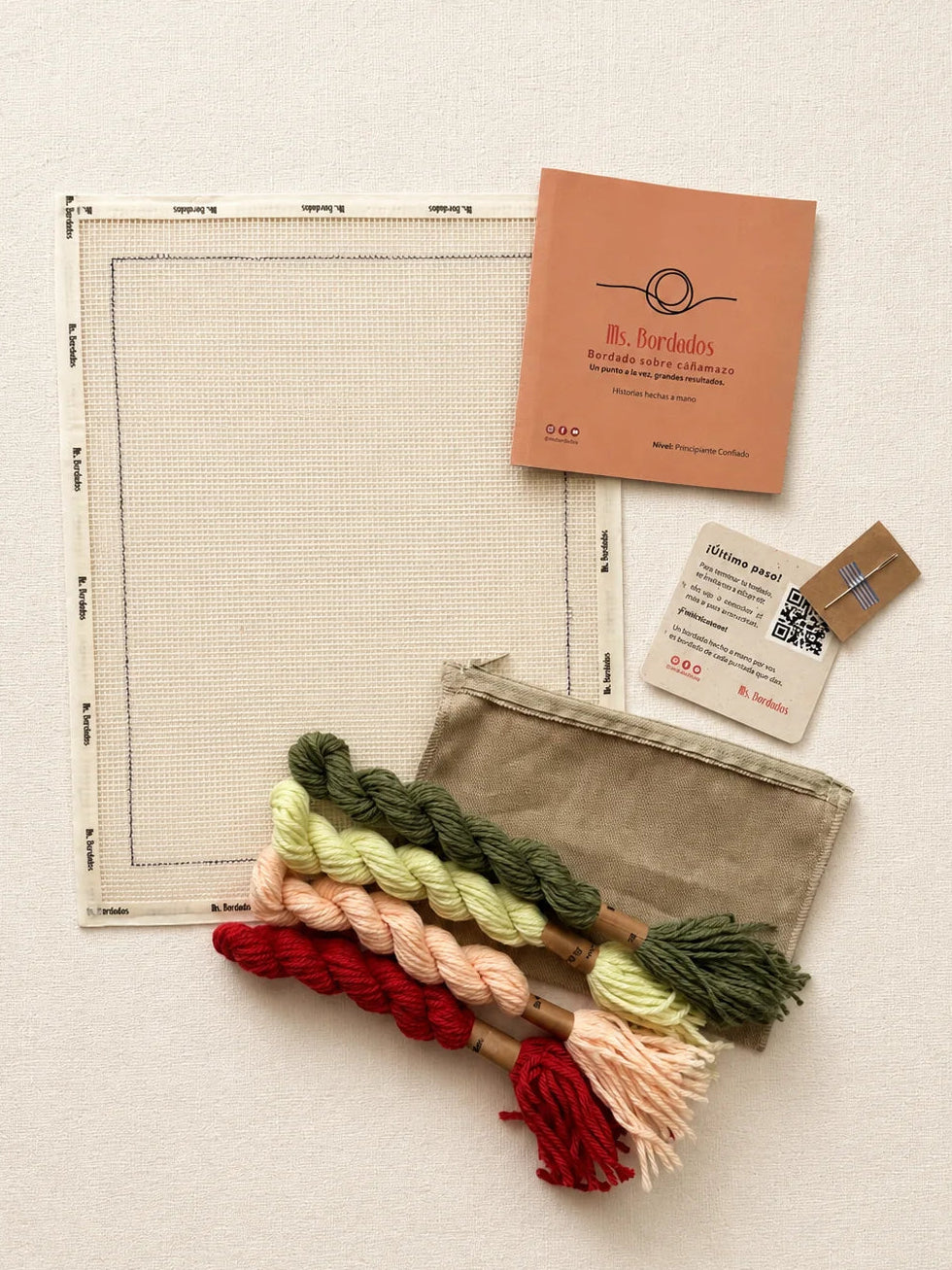 Kit de bordado en cañamazo - Bolsito Stripe