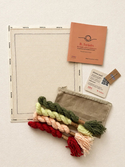 Kit de bordado en cañamazo - Bolsito Stripe