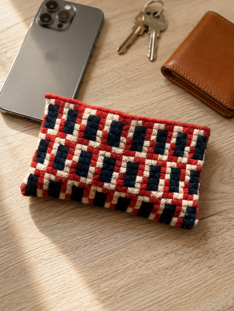 Kit de bordado en cañamazo - Bolsito Tweed