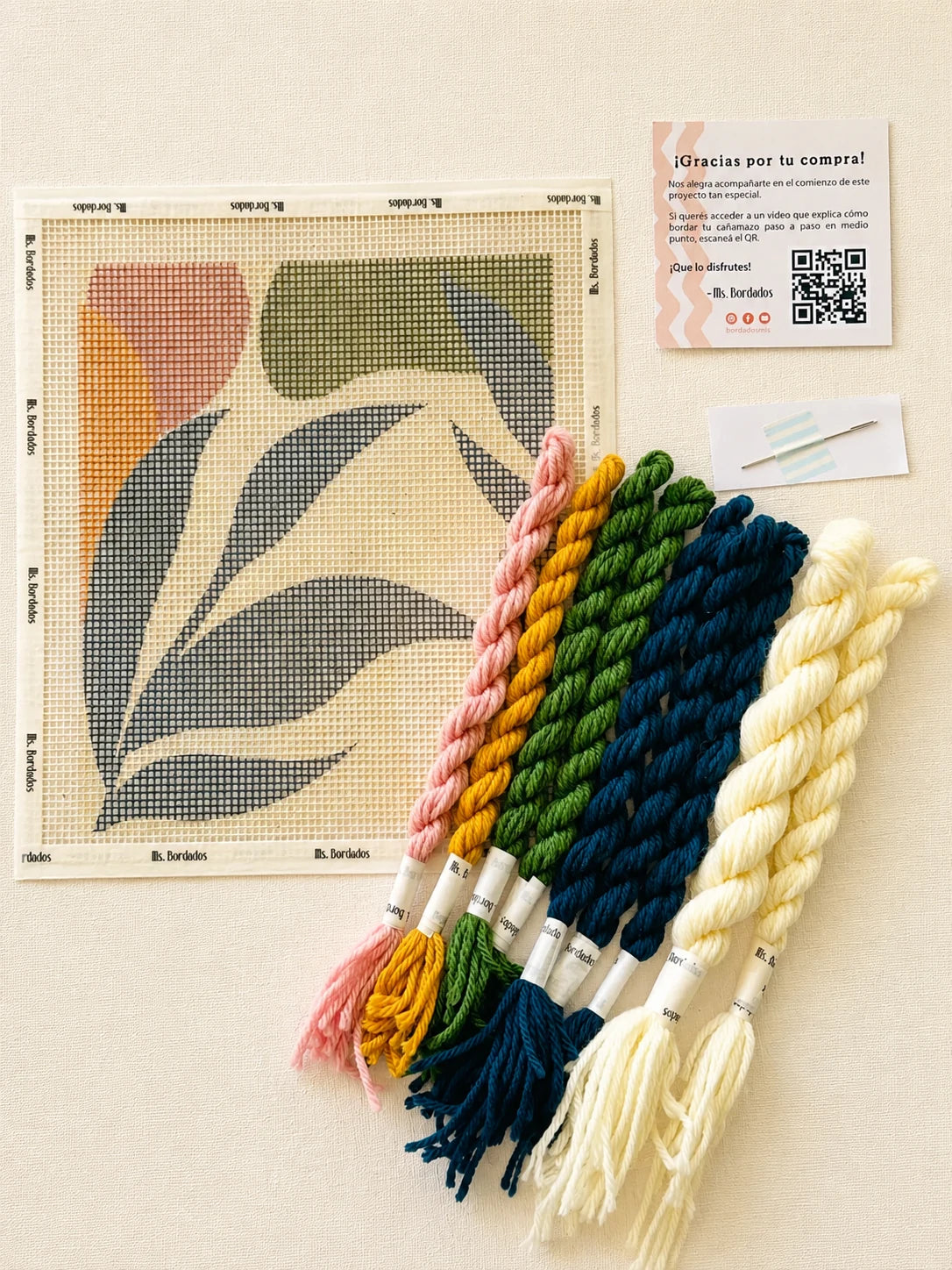 Kit de bordado sobre cañamazo Niza con cañamazo impreso y lanas - Ms. Bordados