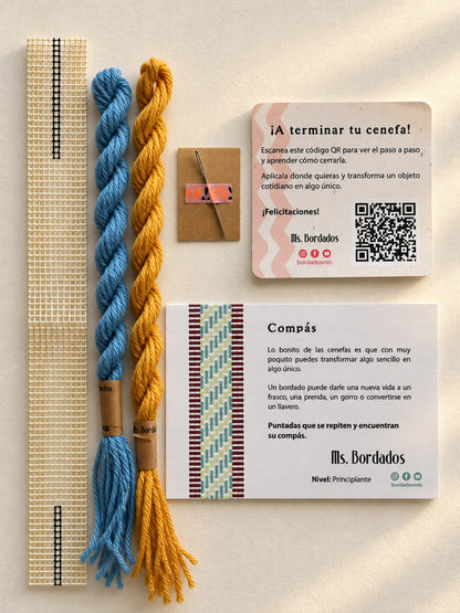 Kit de bordado sobre cañamazo - Franja Compás Provenza