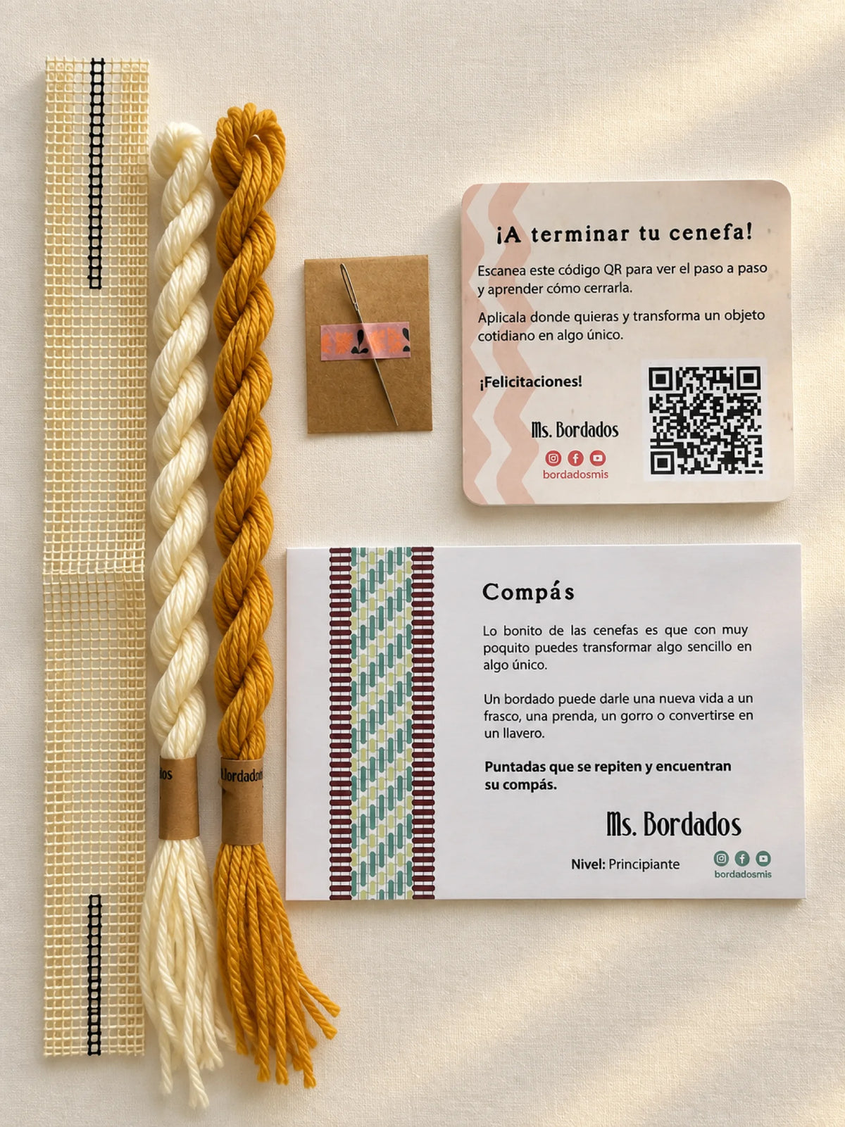 Kit de bordado sobre cañamazo - Franja Compás Sol