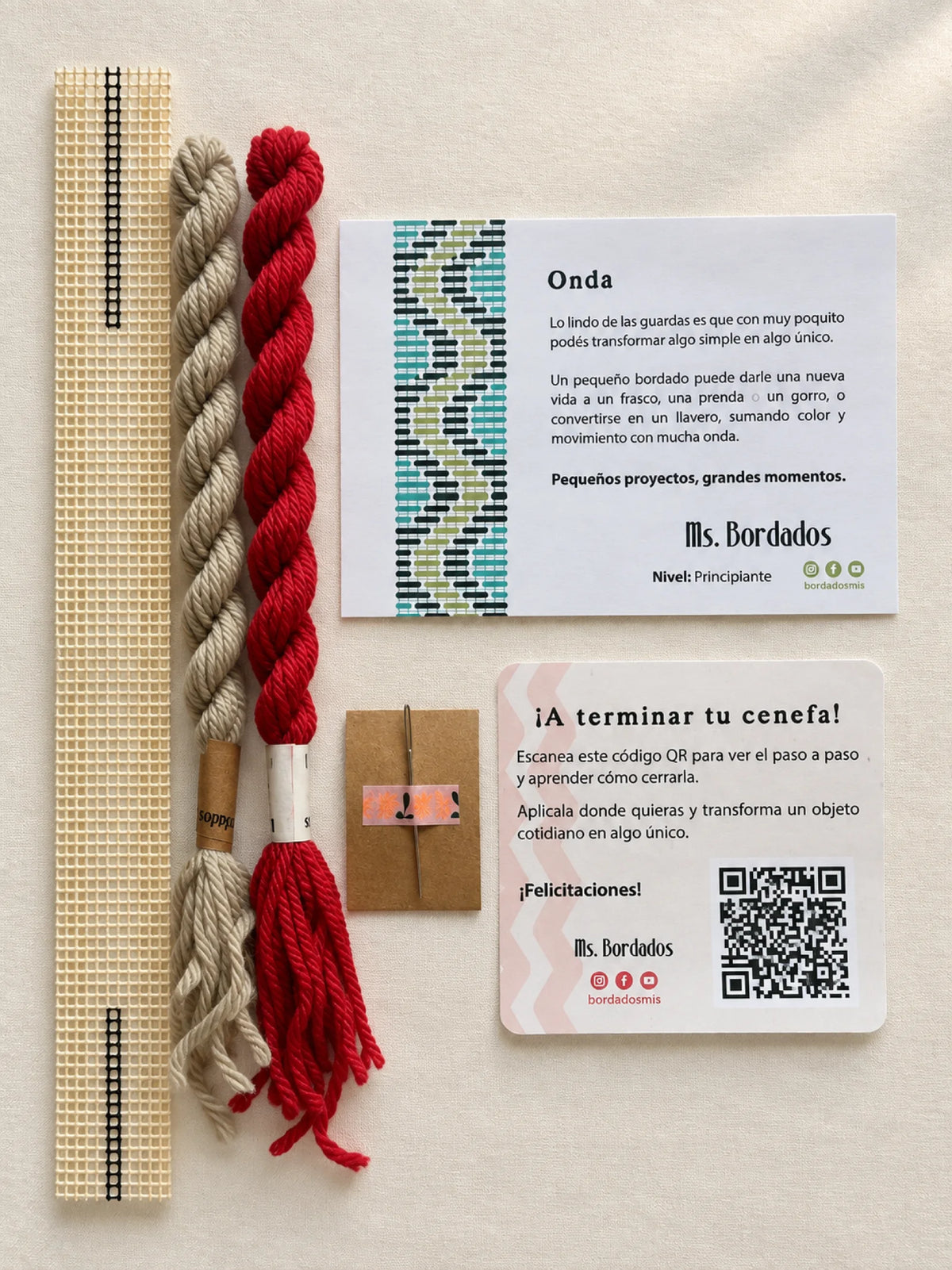 Kit de bordado sobre cañamazo - Franja Onda Amapola