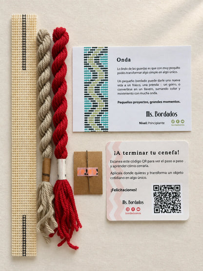 Kit de bordado sobre cañamazo - Franja Onda Amapola