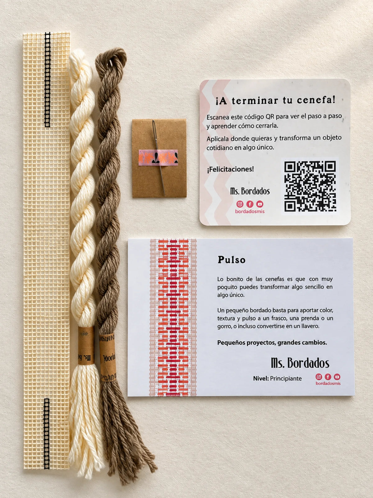 Kit de bordado sobre cañamazo - Franja Pulso Lino