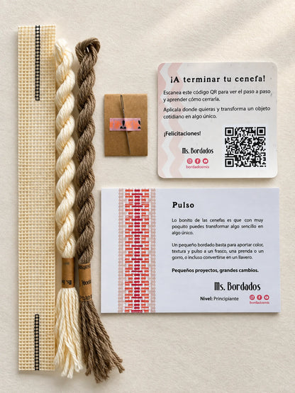 Kit de bordado sobre cañamazo - Franja Pulso Lino