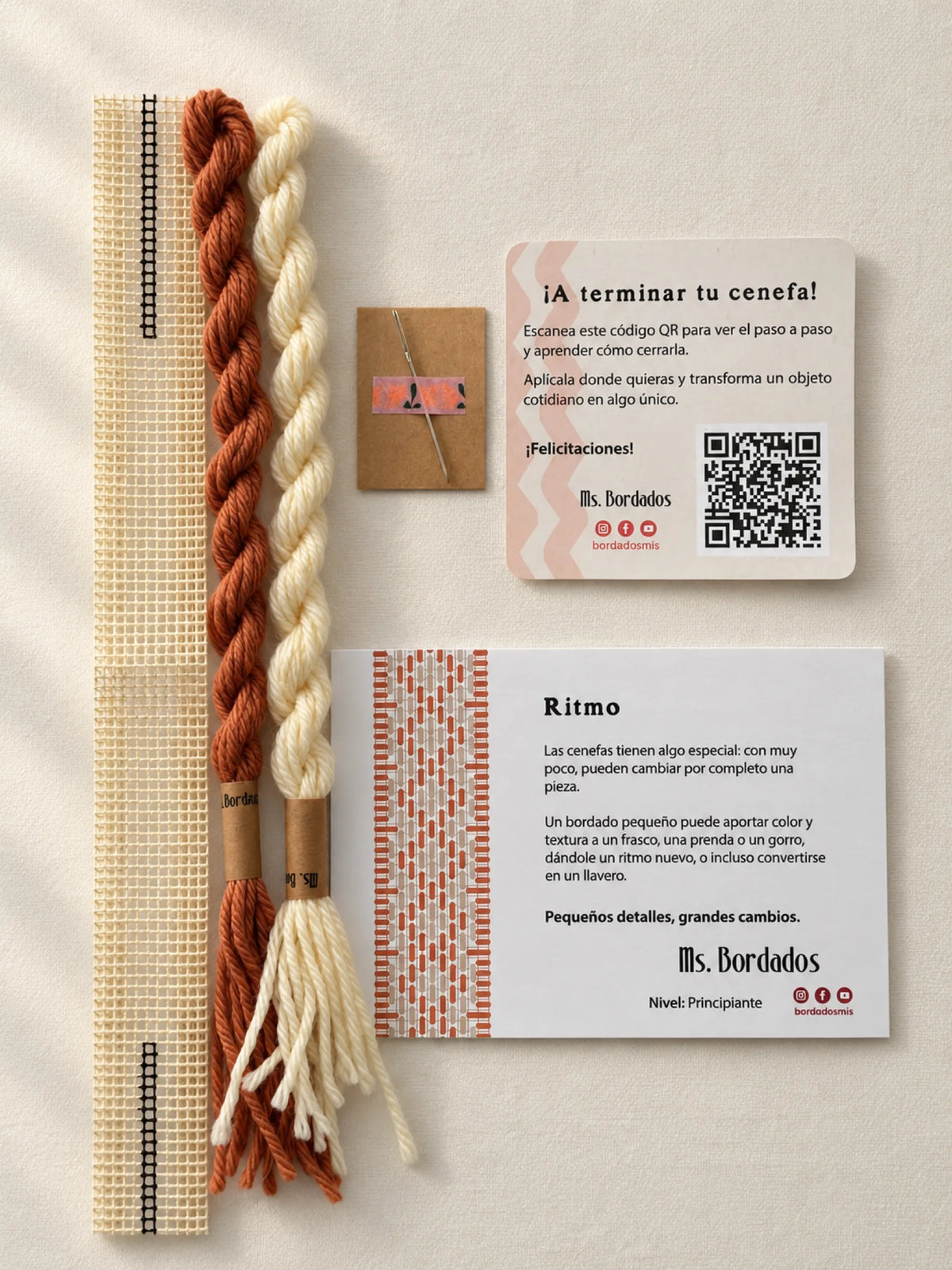 Kit de bordado sobre cañamazo - Franja Ritmo Cobre