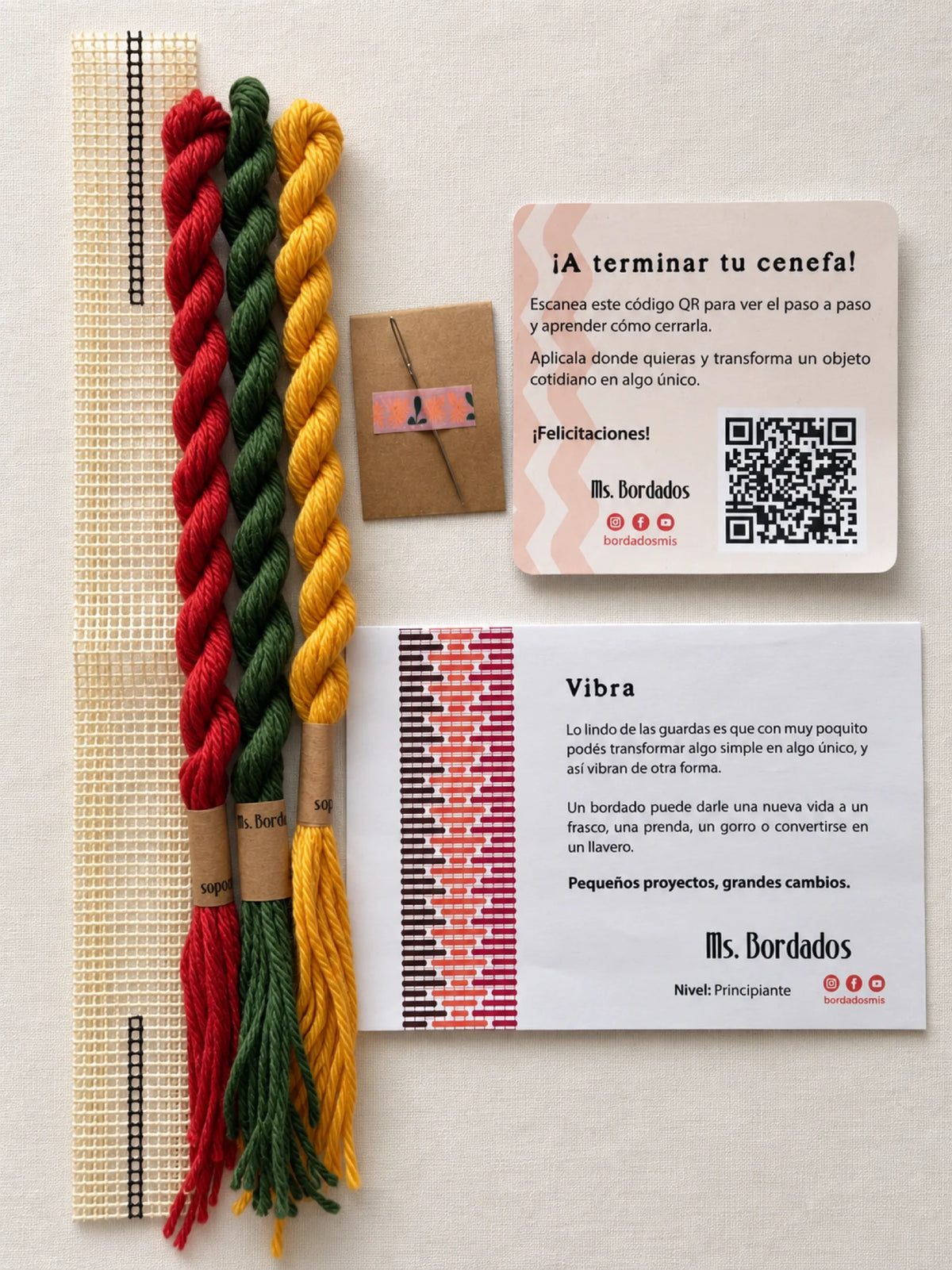 Kit de bordado sobre cañamazo - Franja Vibra Kilim