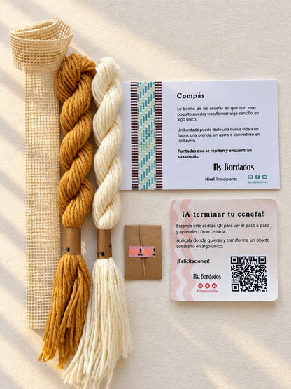 Kit de bordado sobre cañamazo - Franja Compás Sol