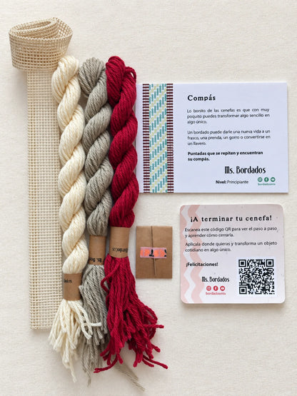Kit de bordado sobre cañamazo - Franja Compás Viñedo