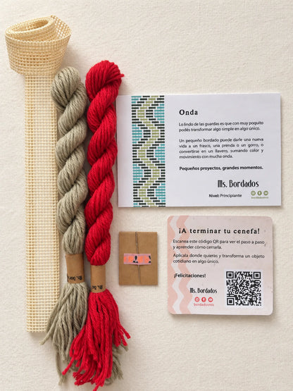 Kit de bordado sobre cañamazo - Franja Onda Amapola