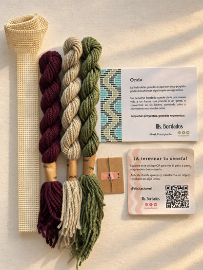 Kit de bordado sobre cañamazo - Franja Onda Huerta