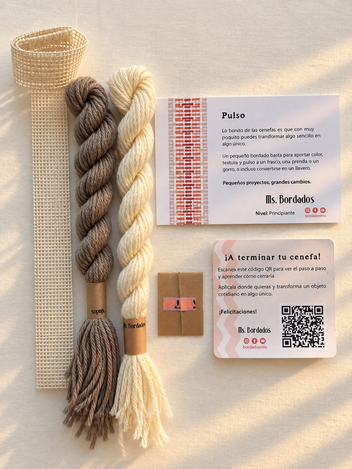 Kit de bordado sobre cañamazo - Franja Pulso Lino
