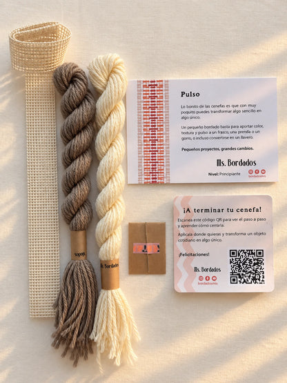 Kit de bordado sobre cañamazo - Franja Pulso Lino