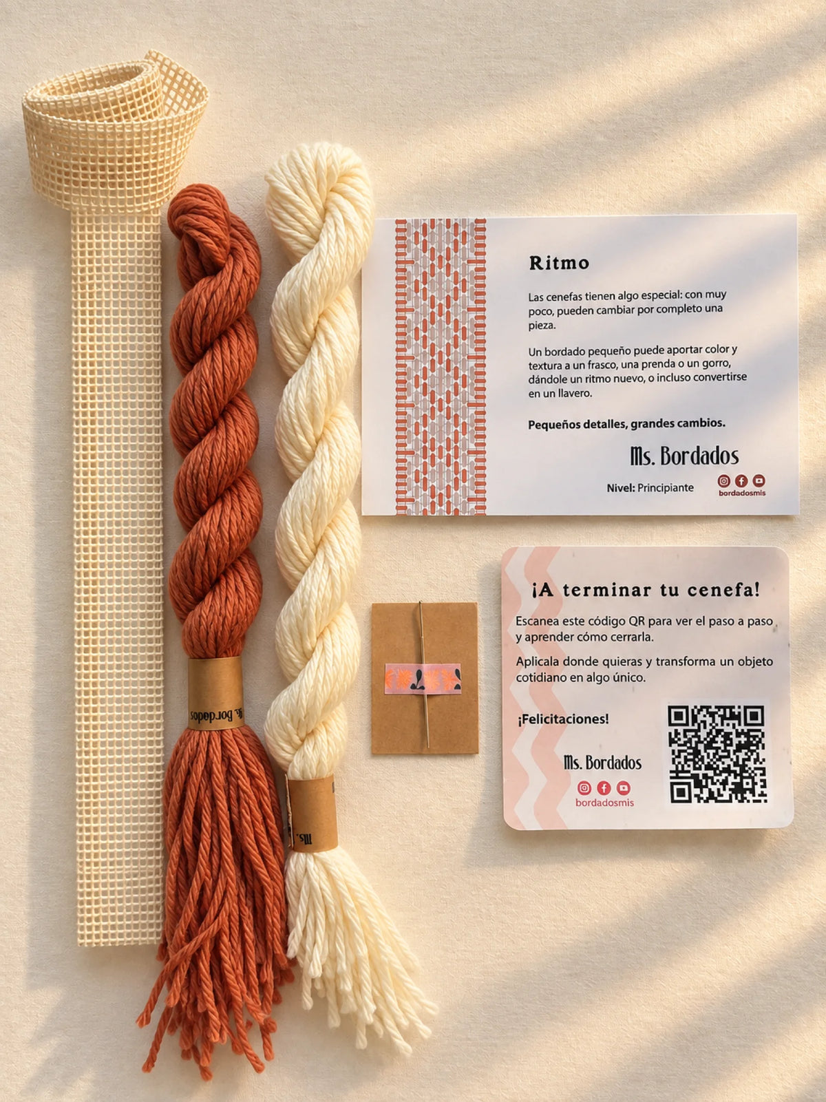 Kit de bordado sobre cañamazo - Franja Ritmo Cobre