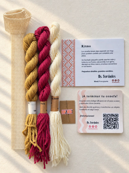 Kit de bordado sobre cañamazo - Franja Ritmo Vintage