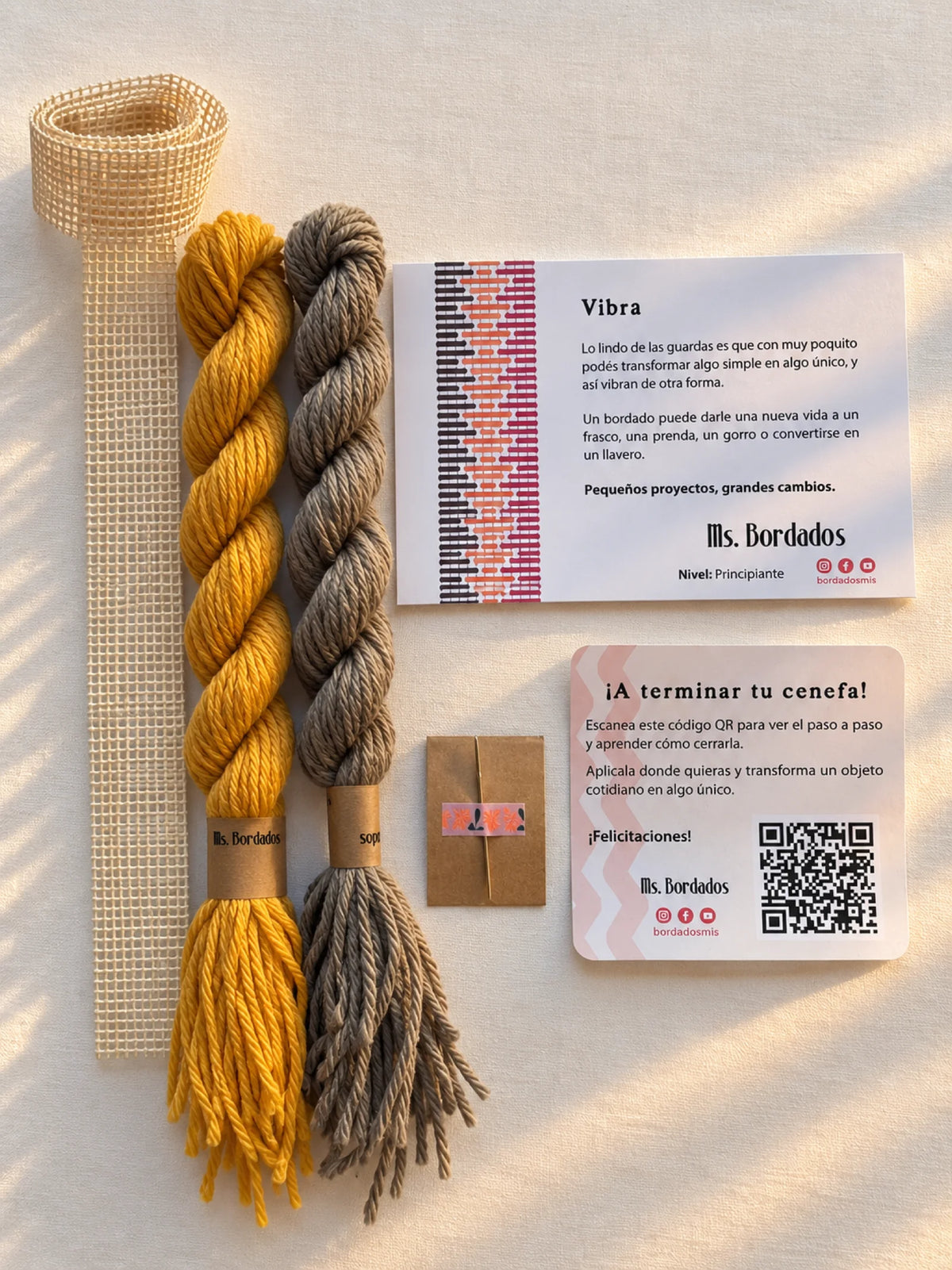 Kit de bordado sobre cañamazo - Franja Vibra Limón