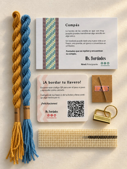 Kit de bordado sobre cañamazo - Franja Compás Provenza