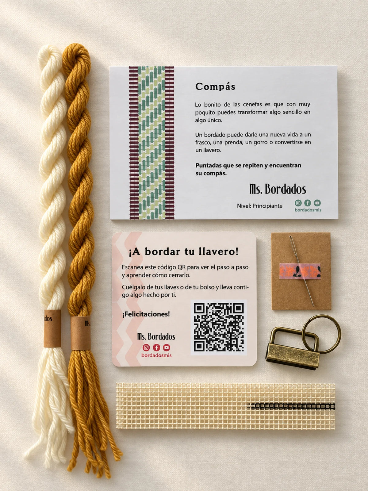 Kit de bordado sobre cañamazo - Franja Compás Sol