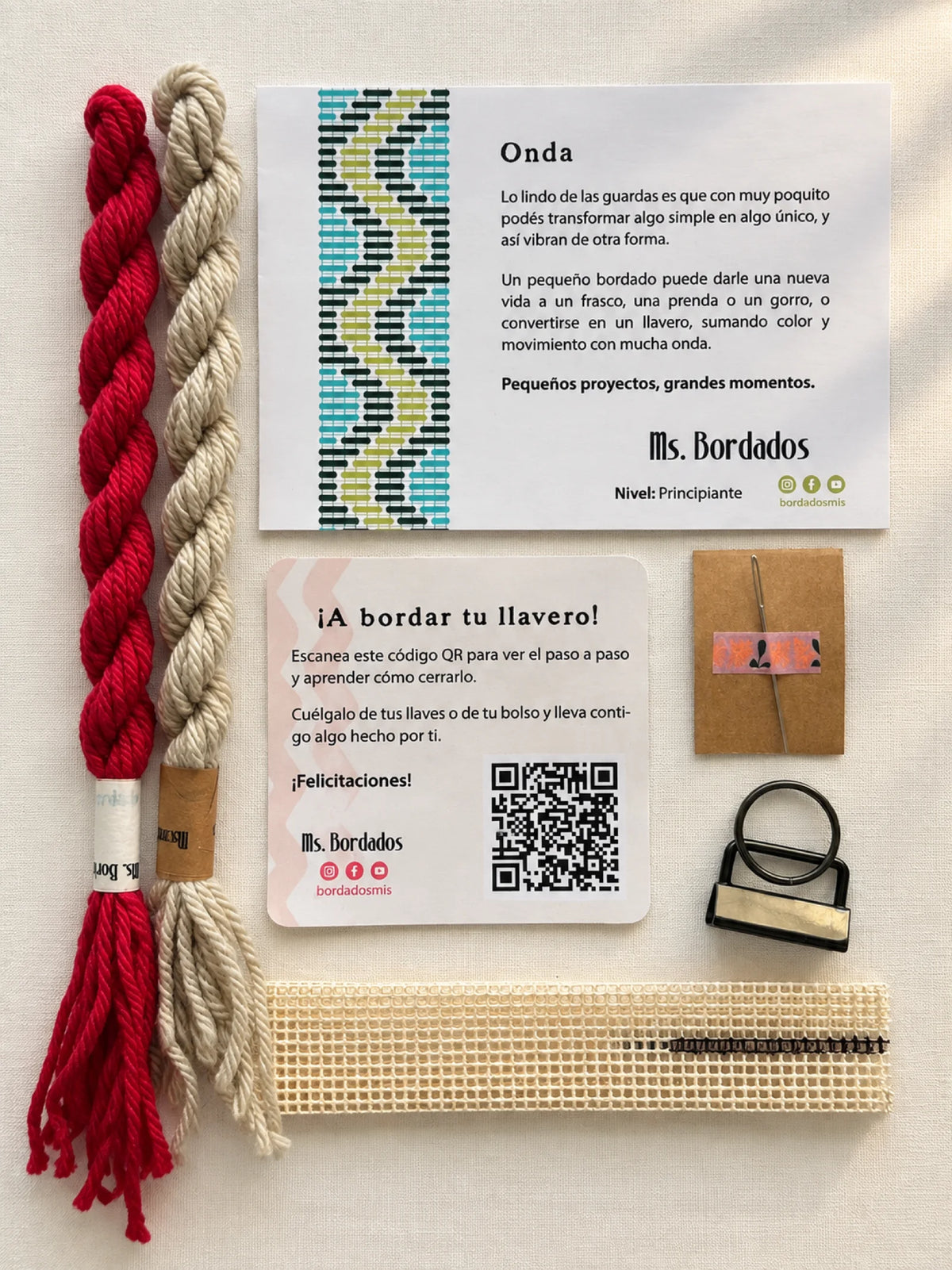 Kit de bordado sobre cañamazo - Franja Onda Amapola