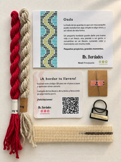Kit de bordado sobre cañamazo - Franja Onda Amapola