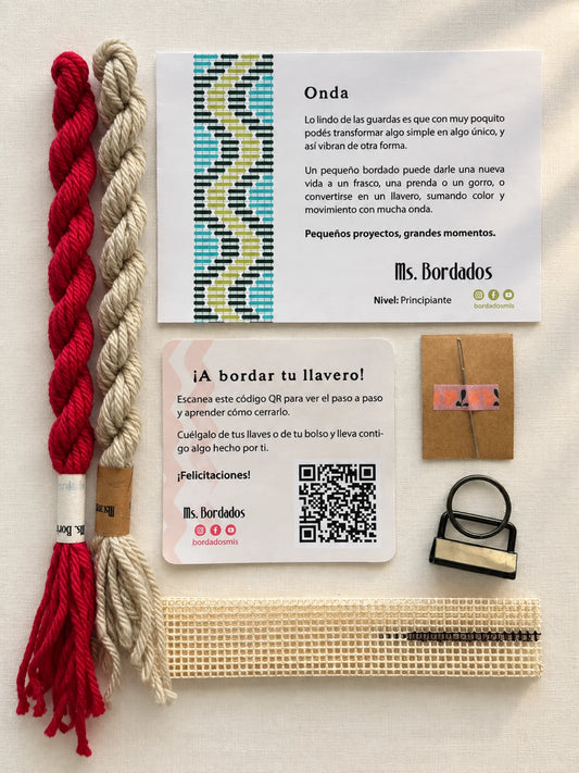 Kit de bordado sobre cañamazo - Franja Onda Amapola