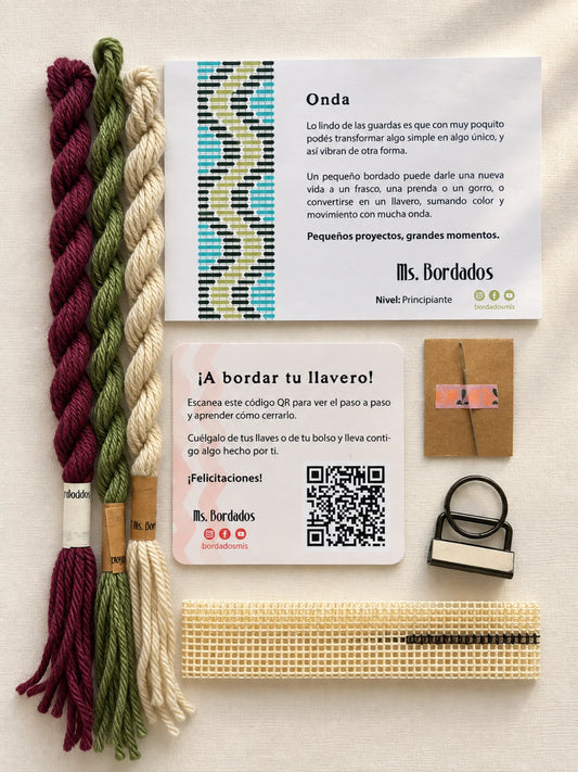 Kit de bordado sobre cañamazo - Franja Onda Huerta