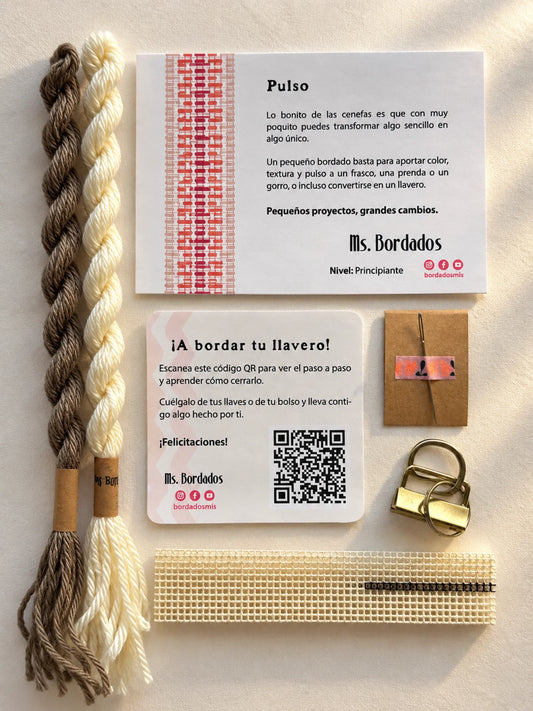 Kit de bordado sobre cañamazo - Franja Pulso Lino