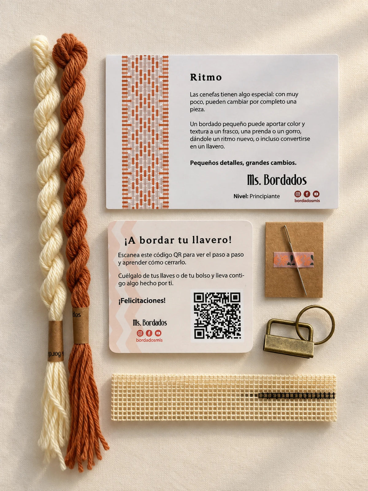 Kit de bordado sobre cañamazo - Franja Ritmo Cobre