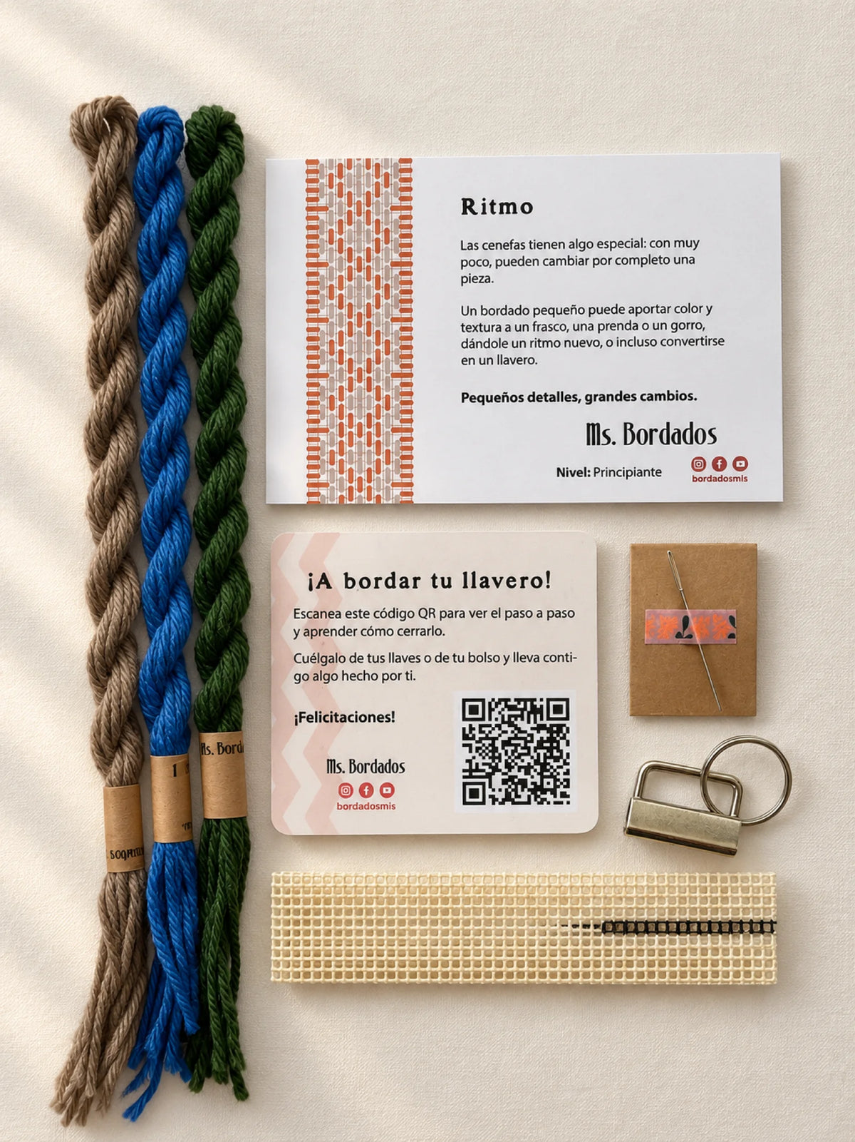 Kit de bordado sobre cañamazo - Franja Ritmo Pavo Real