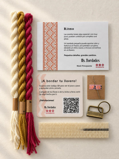 Kit de bordado sobre cañamazo - Franja Ritmo Vintage