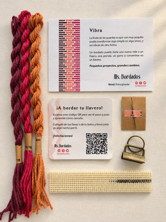 Kit de bordado sobre cañamazo - Franja Vibra Granada